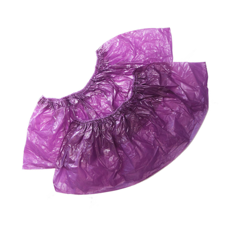 Бахилы полиэтиленовые (с двойной резинкой) фиолетовые, упаковка 100 шт.