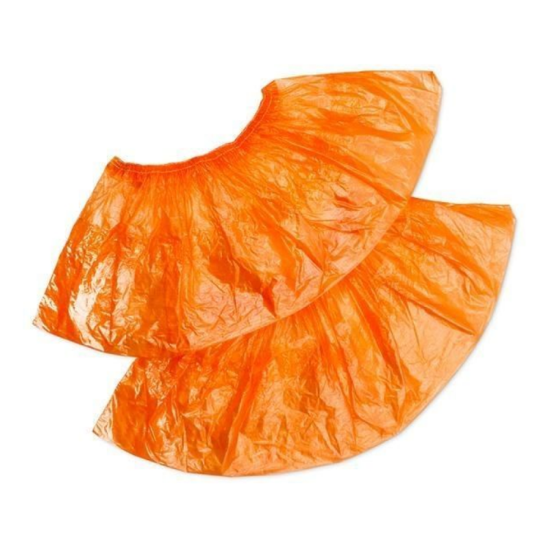 Бахилы полиэтиленовые (с двойной резинкой) оранжевые, упаковка 100 шт.
