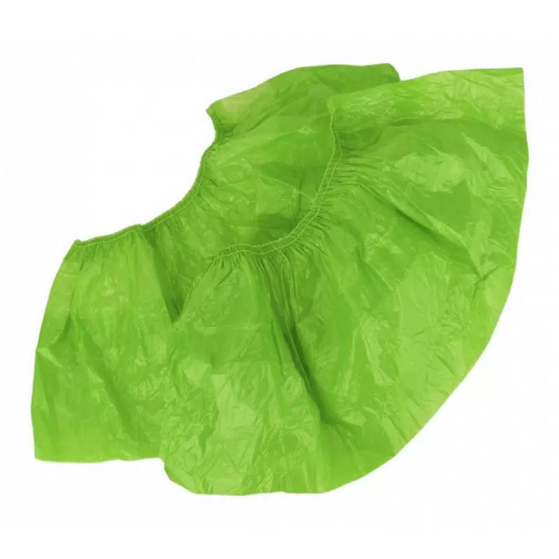 Бахилы полиэтиленовые (с двойной резинкой) зеленые, упаковка 100 шт.