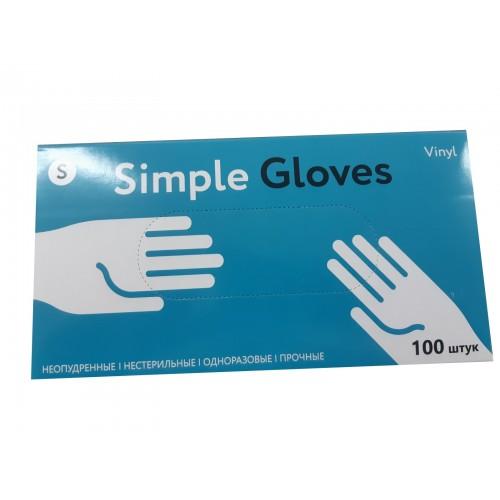 Перчатки виниловые "Simple" (прозрачные) размер: S (100 шт/уп)