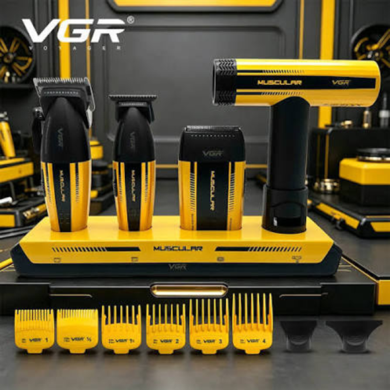Набор для стрижки (машинка+триммер+шейвер+фен) VGR Muscular V-285 S4 Premium Combo